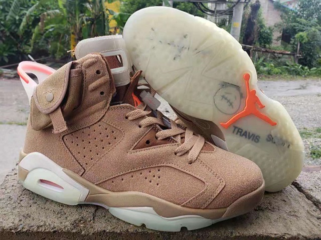 Women Jordan Shoes 6 Grade AAA British Khaki Travis Scott